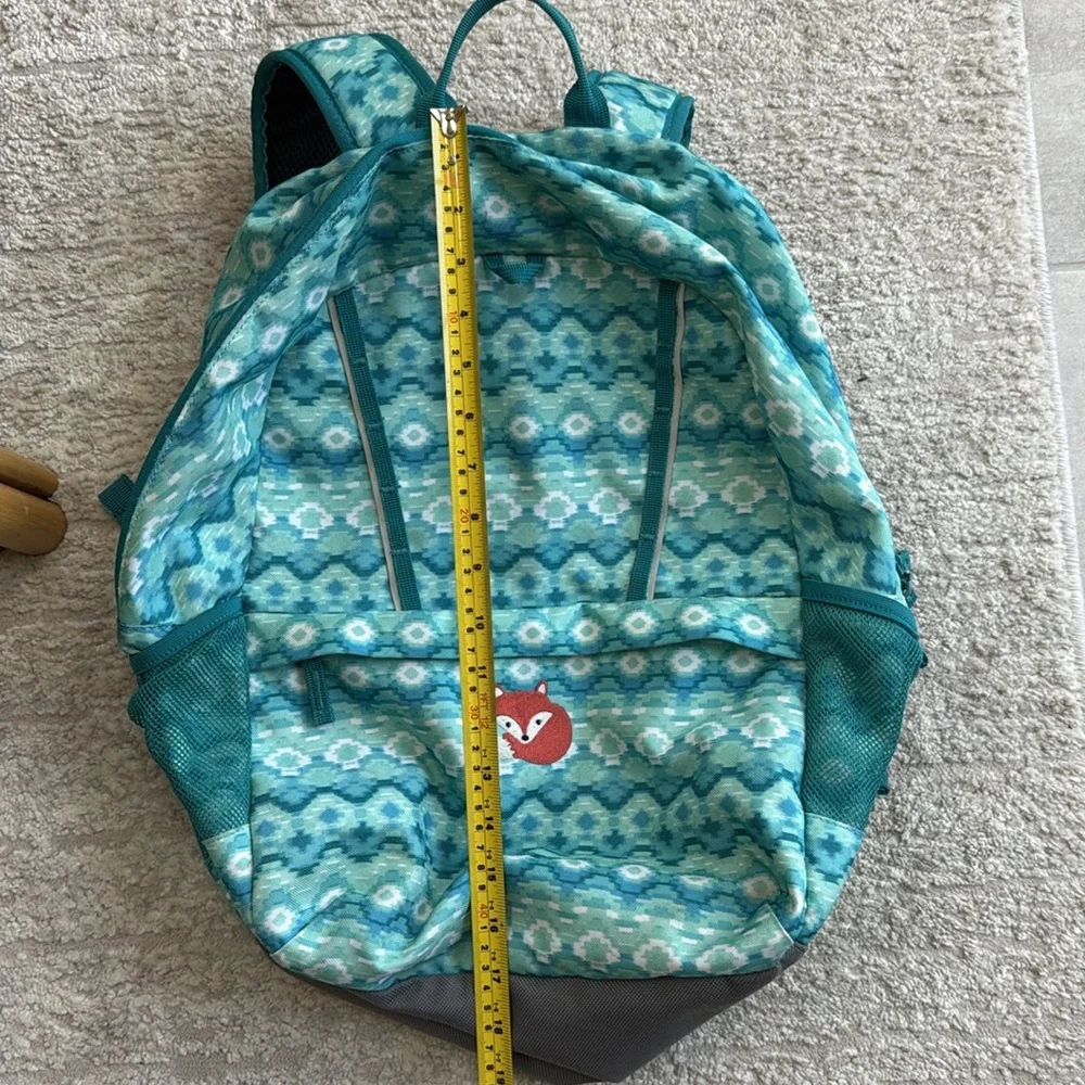 Gently Used- Lands' End Classmate Girls Turquoise Patterned Embroidered Backpack